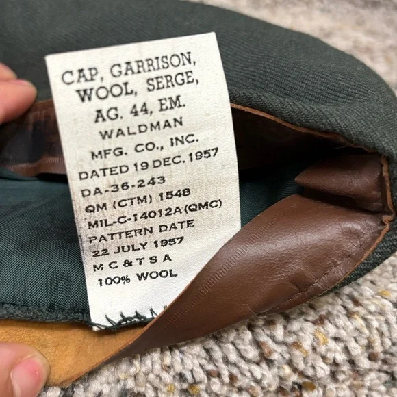 Vintage 1957 Army Garrison Wool Military Caps Green - Picture 1 of 6